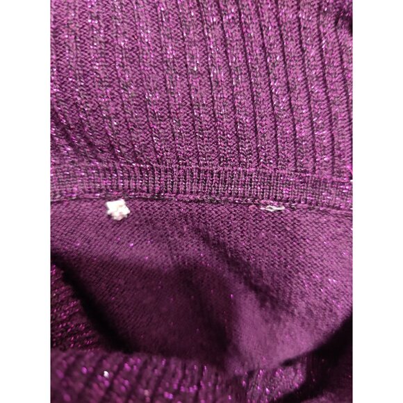 Plus Size 2X Womens Purple Sweater Metallic Shimmer Turtleneck Ribbed Cuff Tunic - Picture 6 of 15